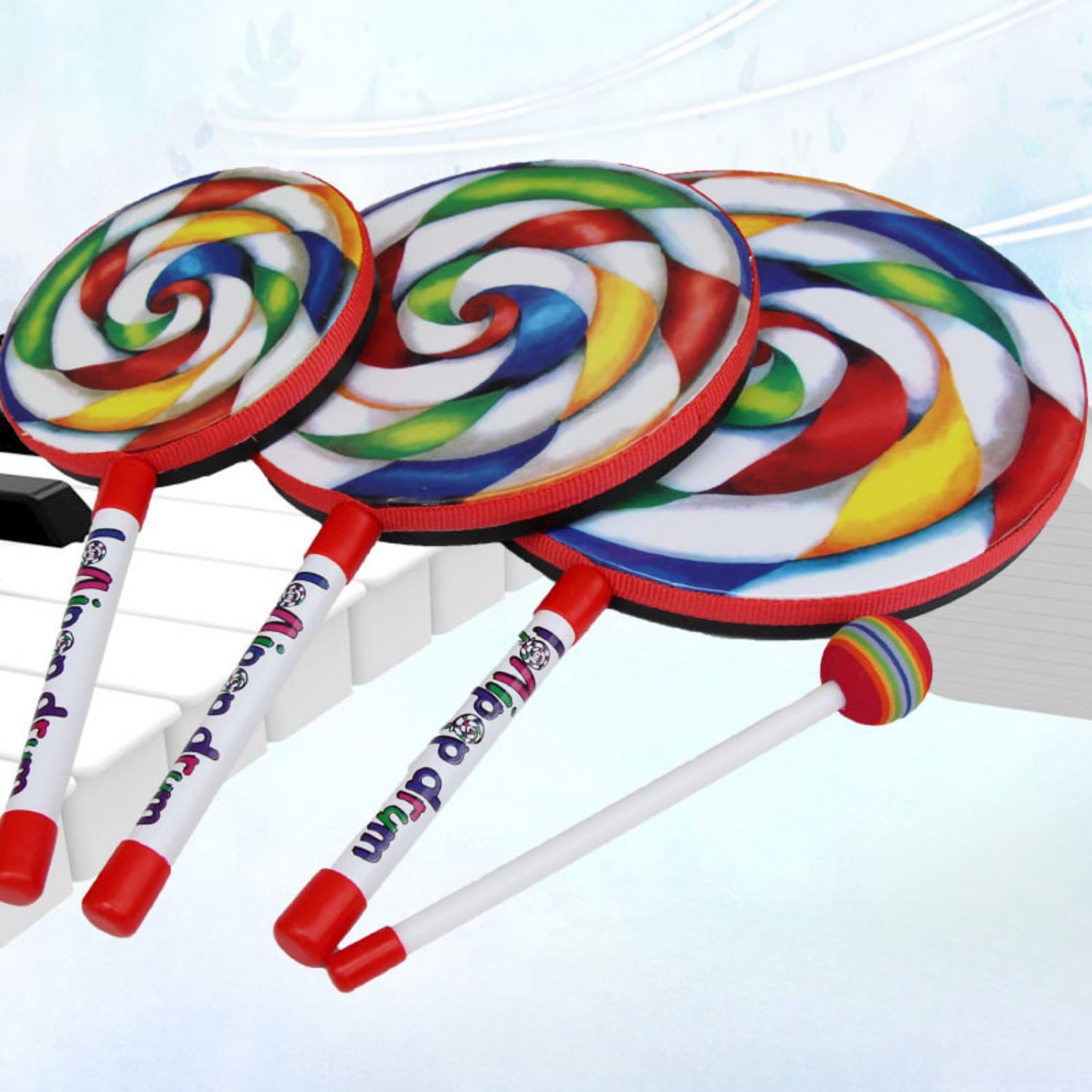 Amazon | 幼児ロリポップドラム楽器玩具木製打楽器のおも、音楽