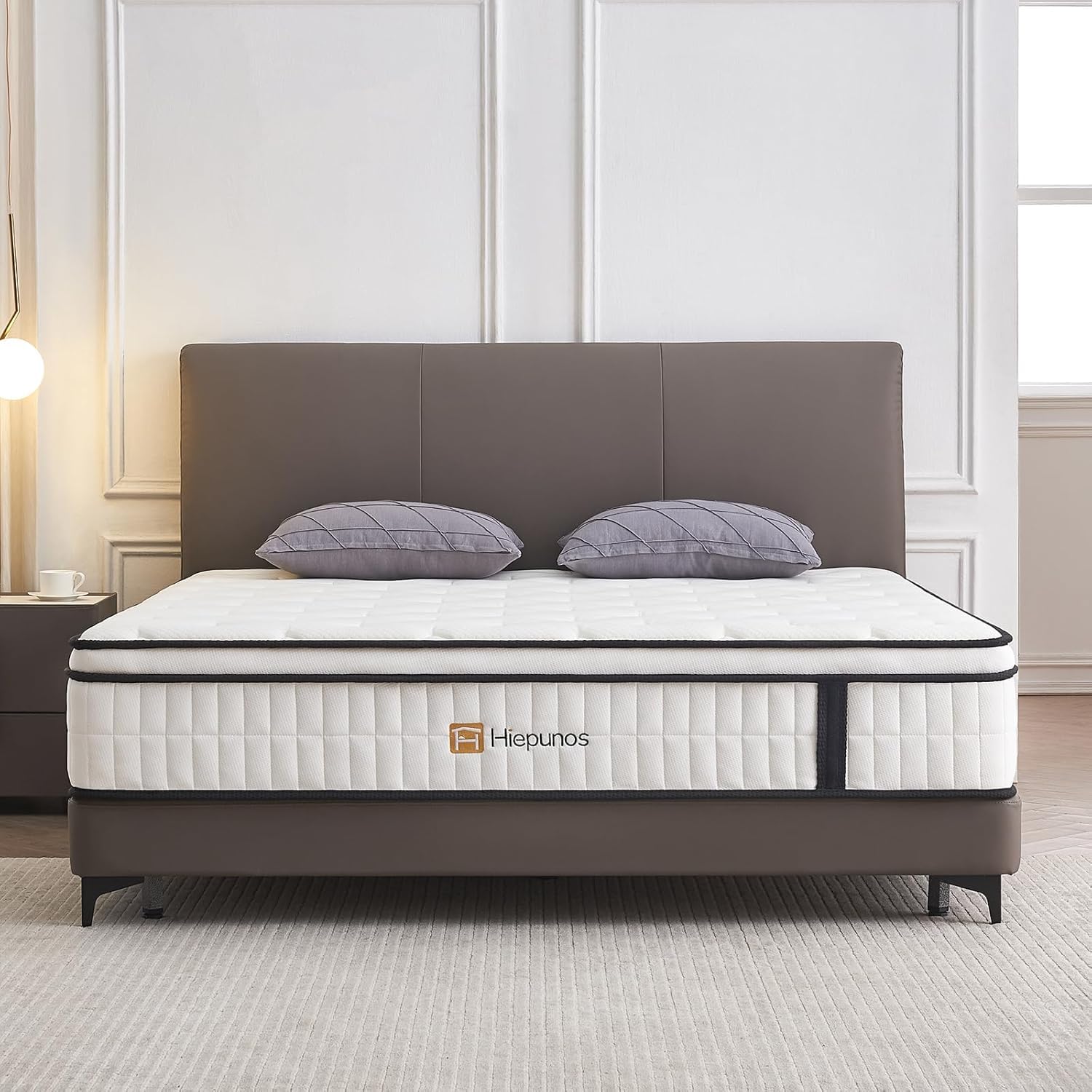 Hiepunos Materasso 160 x 200 cm, 26 cm, altezza materasso a molle insacchettate, grado di durezza H3,7 zone, ortopedico con strato di memory foam, scarico della schiena, certificato Öko-Tex