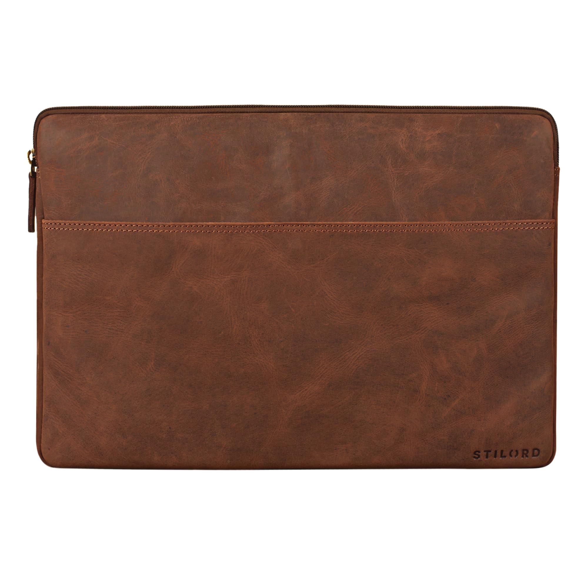 STILORD "Murphy" Rękaw do laptopa 15,6-calowy Skórzany pokrowiec na MacBooka 16-calowy i 15-calowy Folder na dokumenty Notebooka Organizator Kolor:veleta - brązowy