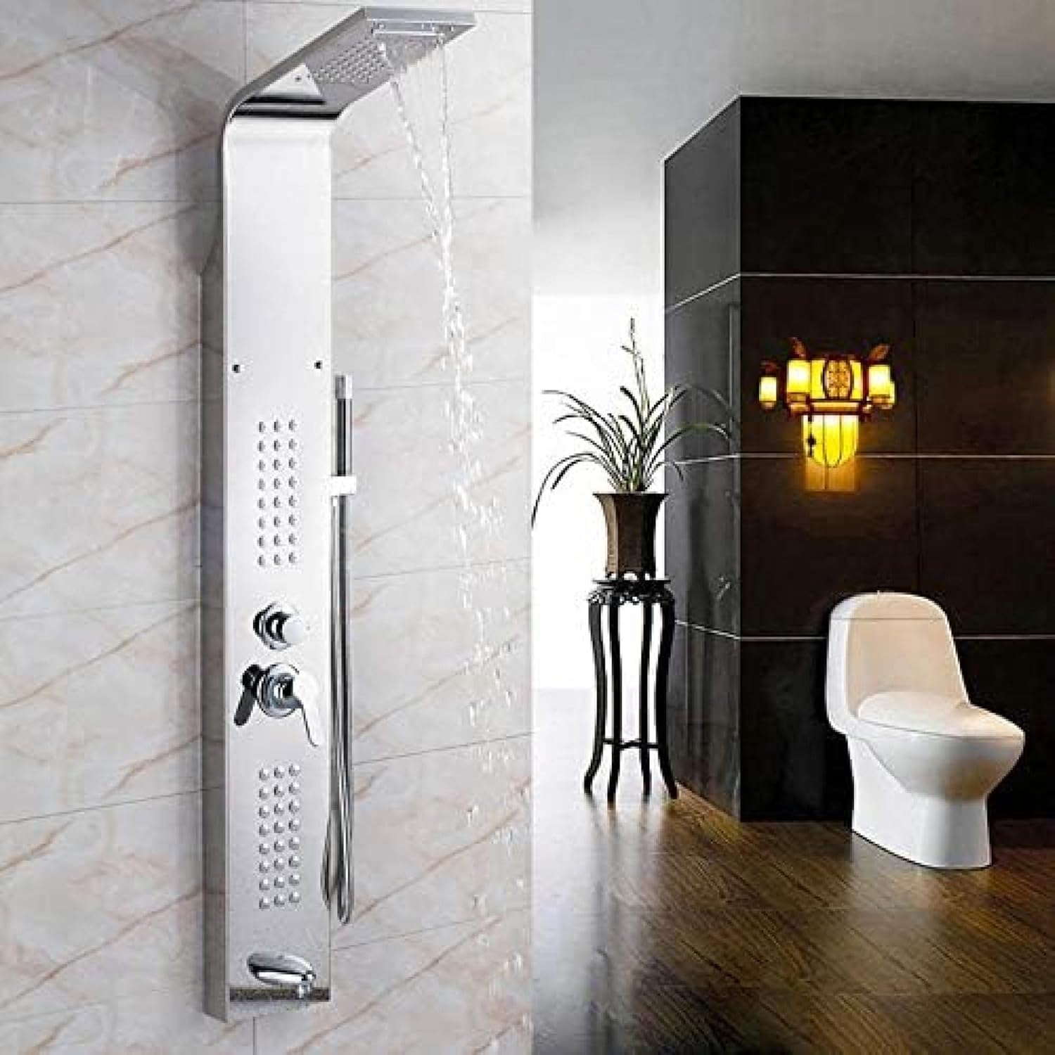 Bathroom Shower Panel Finish Multiple Functions Column Shower Faucet