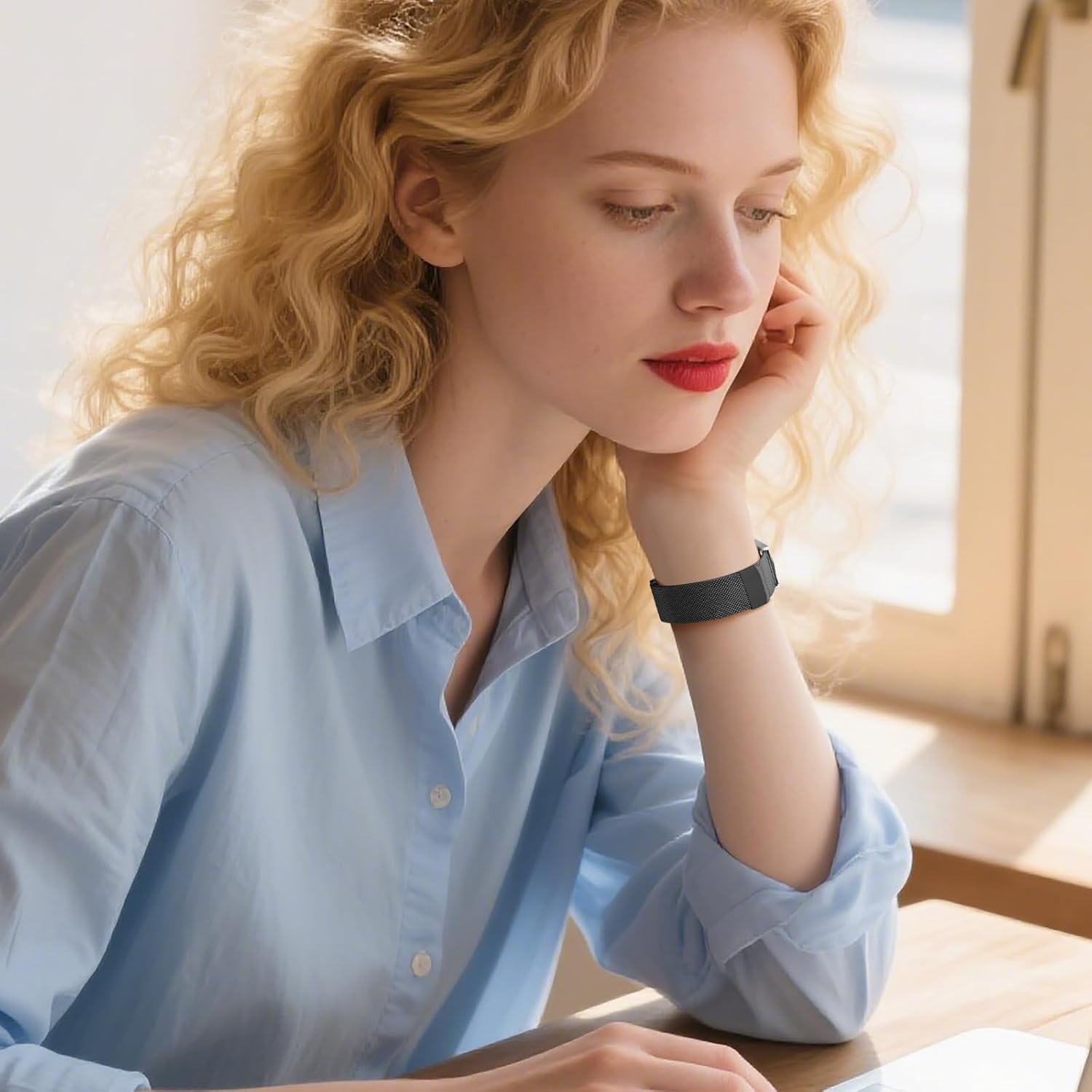 Ouwegaga Metal Bands Compatible with Galaxy Watch 7 Band 6 5 4 FE 40mm 44mm/Watch 5 Pro 45mm/6 4 Classic, 20mm Stainless Steel Milanese Loop Magnetic Clasp Strap for Samsung Watch Bands Women Men - Image 9