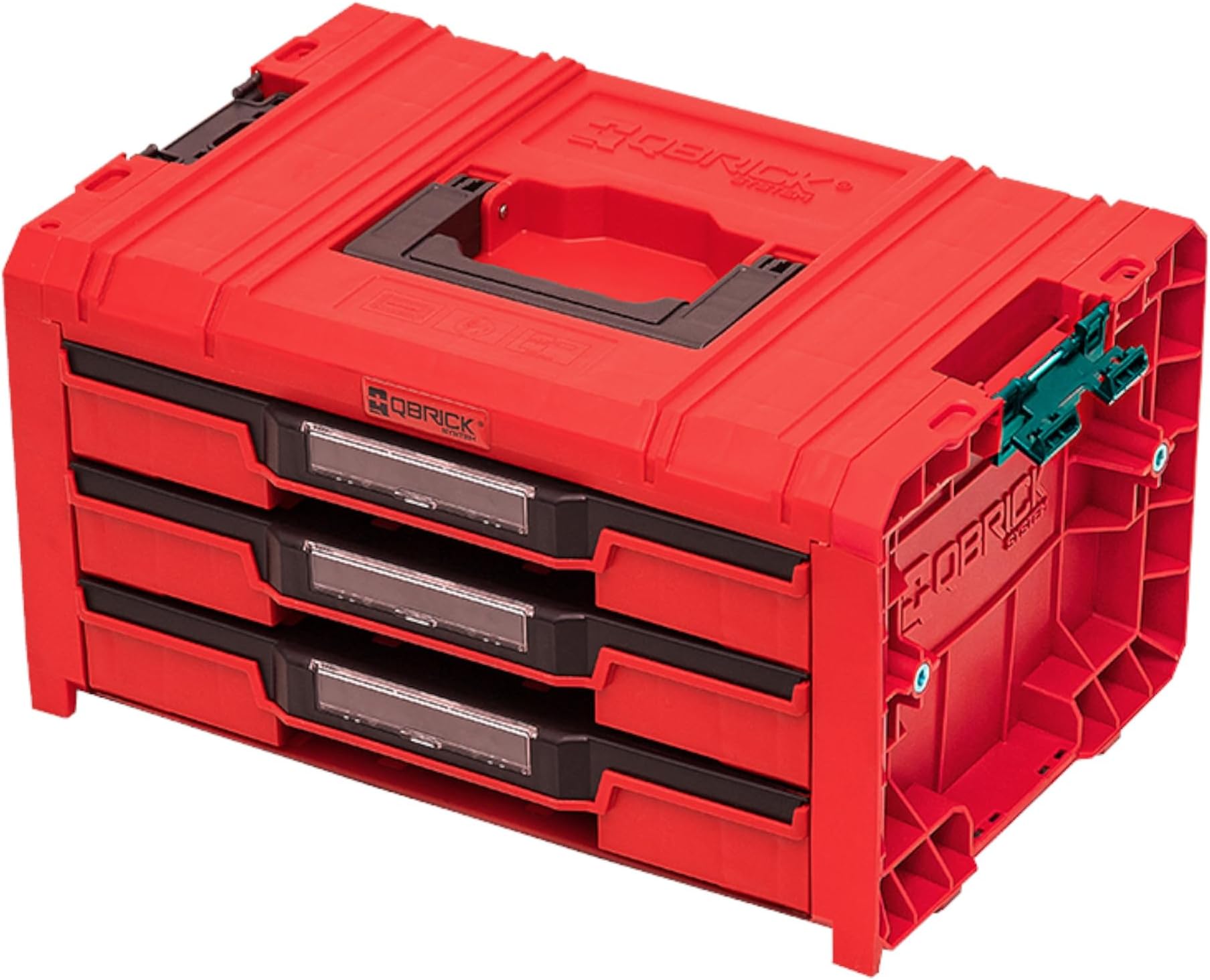 Qbrick - System PRO Drawer 3 Toolbox 2.0 Expert RED ULTRA HD - Drawer Organiser Storage for Tools Set and Accessories with High Storing Capacity - Tool Box