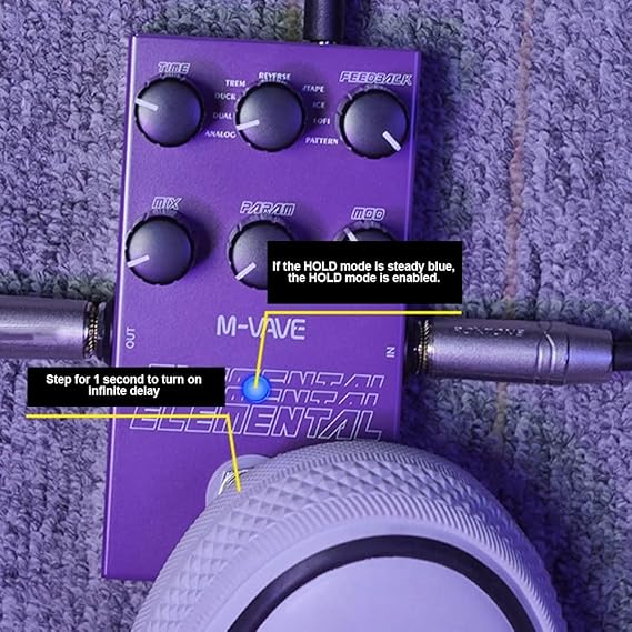 Delay and Reverb Gitarren-Bass-Effektpedal digitales Delay-Pedal Element-Pedal für M-vave 9 verschiedene Gitarreneffekt-Unterstützung für TAP