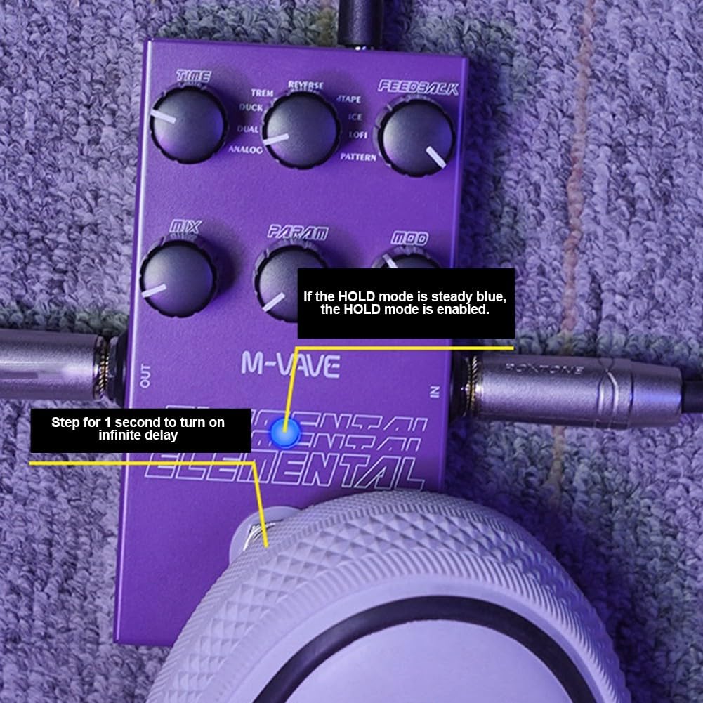 Delay e Reverb Chitarra Bass Effetti Pedale, Pedale Delay Digitale Pedale Elementale Per M-vave 9 Diversi Supporto Effetti Chitarra Per TAP