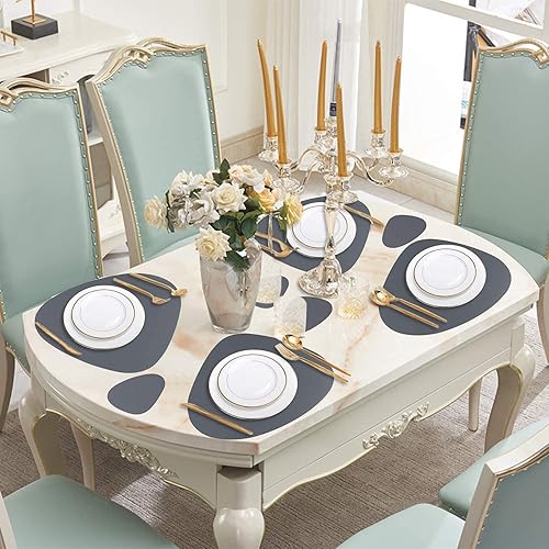 Miniatura 8 de Juego de manteles individuales y posavasos de piel sintética, redondos de cuero para mesa de comedor, resistentes al calor, antideslizantes,