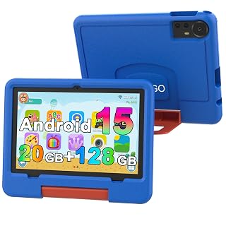 Android 15 Kids Tablet with EVA Case, 10 inch Tablet for Kids, 20GB RAM+128GB ROM/MAX 2TB, 1280 * 800 IPS HD Eye-Care Touch Screen, 2.0GHz Quad-core Toddler Tablets, 5G WiFi6, Widevine L1 Blue - Amazon product rated Grade A