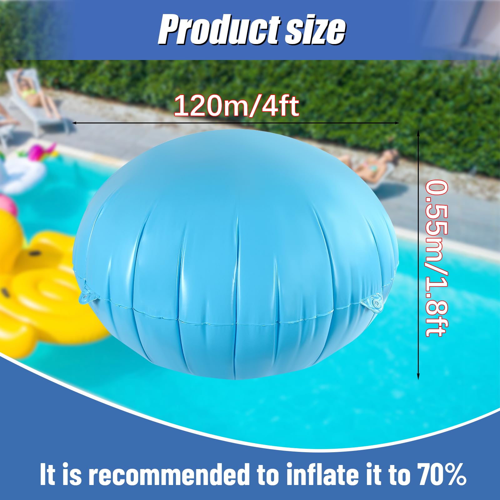 Cojín de Piscina Invierno, 4 Pies/120 CM Cojín de Aire de Piscina, Cojíns de Invierno para Piscinas, Adecuado para Proteger Piscinas Durante El Inviernos Y Las Inclemencias del Tiempo
