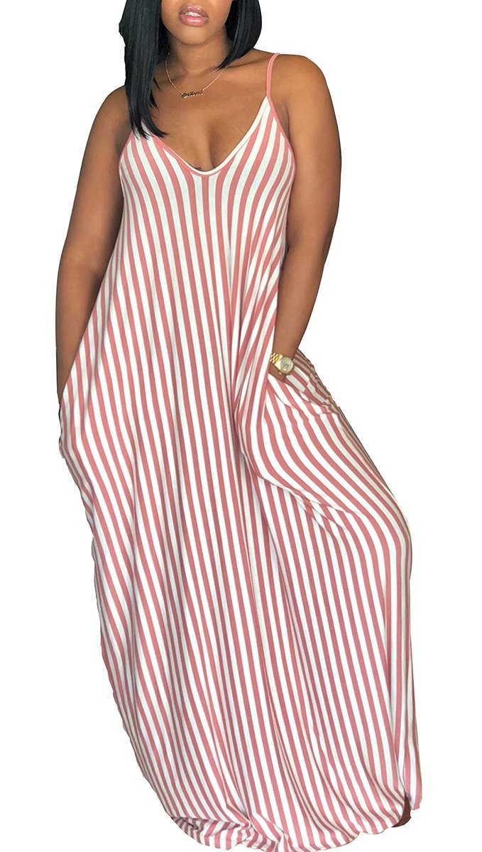 SheKiss Women's Summer Sleeve A-Line Cold Shoulder Loose Sundress Maxi Dress