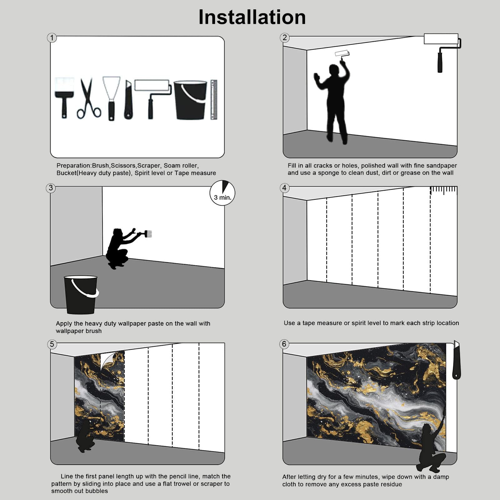 Fototapete Abstraktes Marmorgraffiti Tapete Luxus-Crack-Welle Tapeten Vliestapete Schwarzes Gold Modern Wandtapete Wohnzimmer Schlafzimmer Kinderzimmer Wanddeko Motivtapeten 250X175Cm (Bxh)