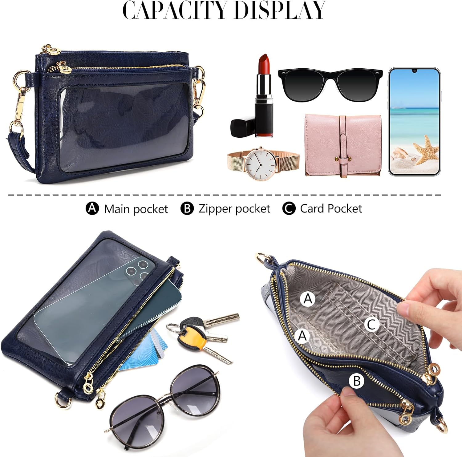 Women's Wallets Leather Small Crossbody Bag Wristlet Clutch Purse Slim Ladies Phone Bags with Shoulder Wrist Straps - Image 5