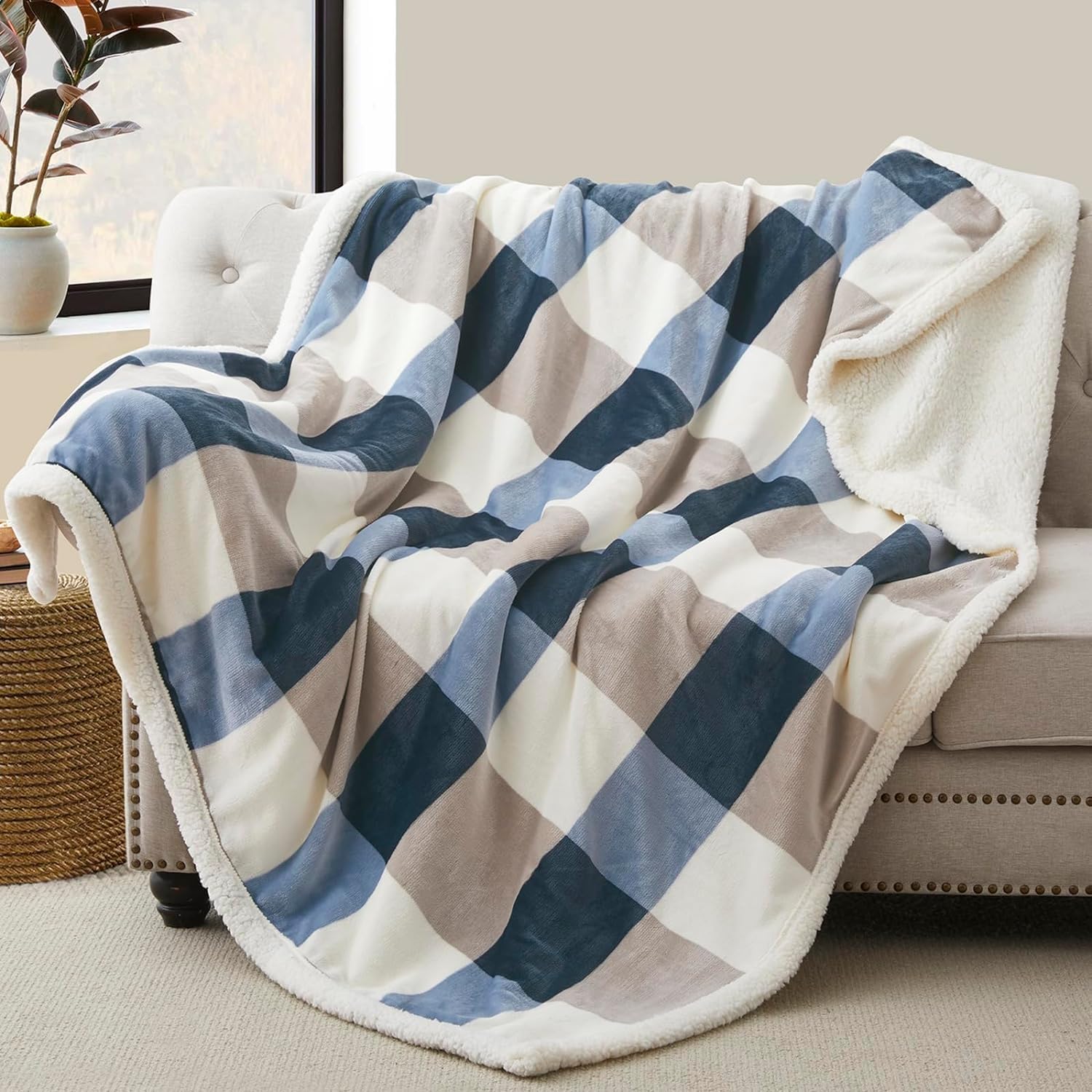 Blanket for Women, Sherpa Throw Blanket for Couch, Flannel Cozy Soft Blanket for Bed – Fleece, Gray-Soft Blue, 60×80 Inches Blanket for Women, Sherpa Throw Blanket for Couch, Flannel Cozy Soft Blanket for Bed – Fleece, Gray-Soft Blue, 60×80 Inches