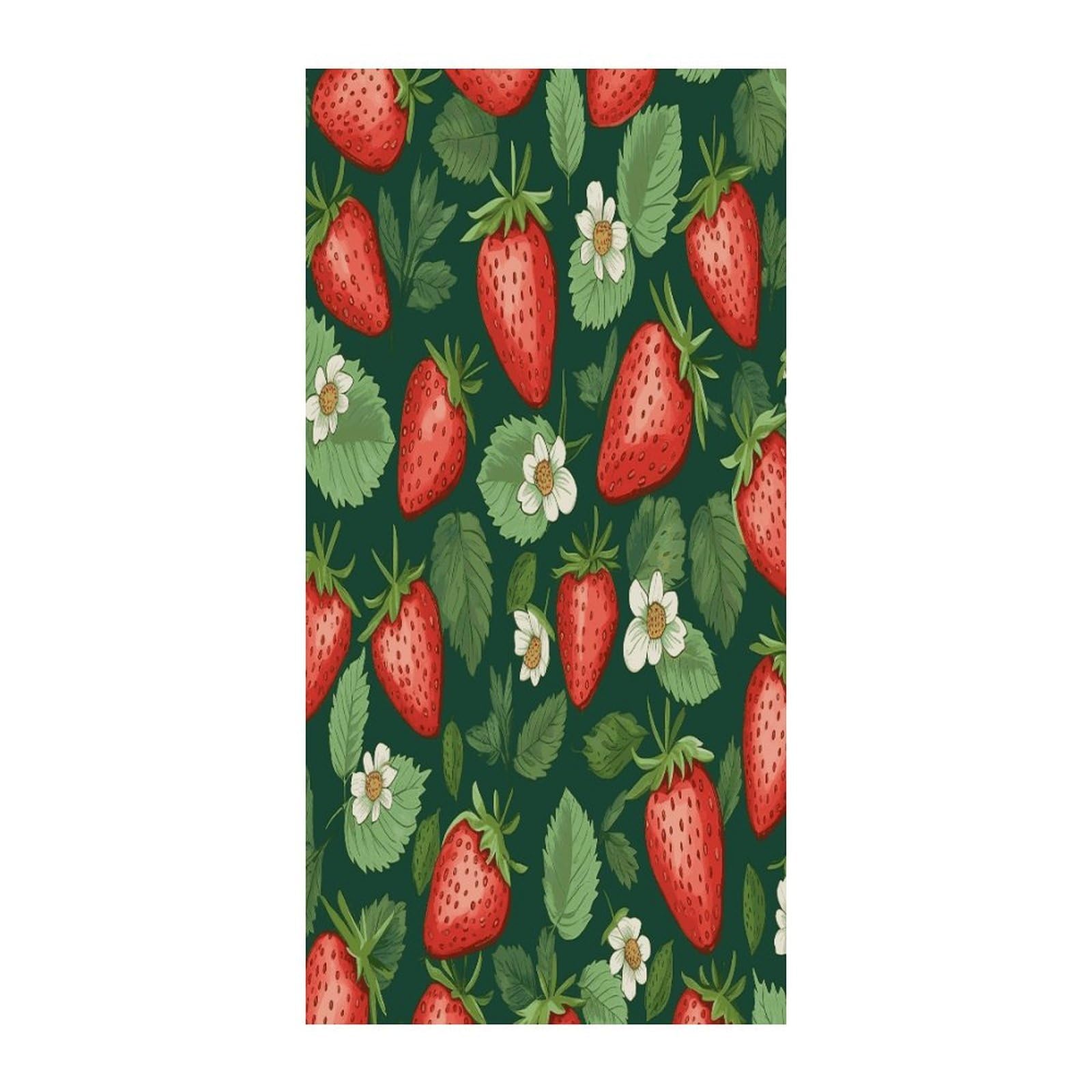 Fekiloot Style Fresh Strawberries And Leaves Door Curtain Room Divider Curtains