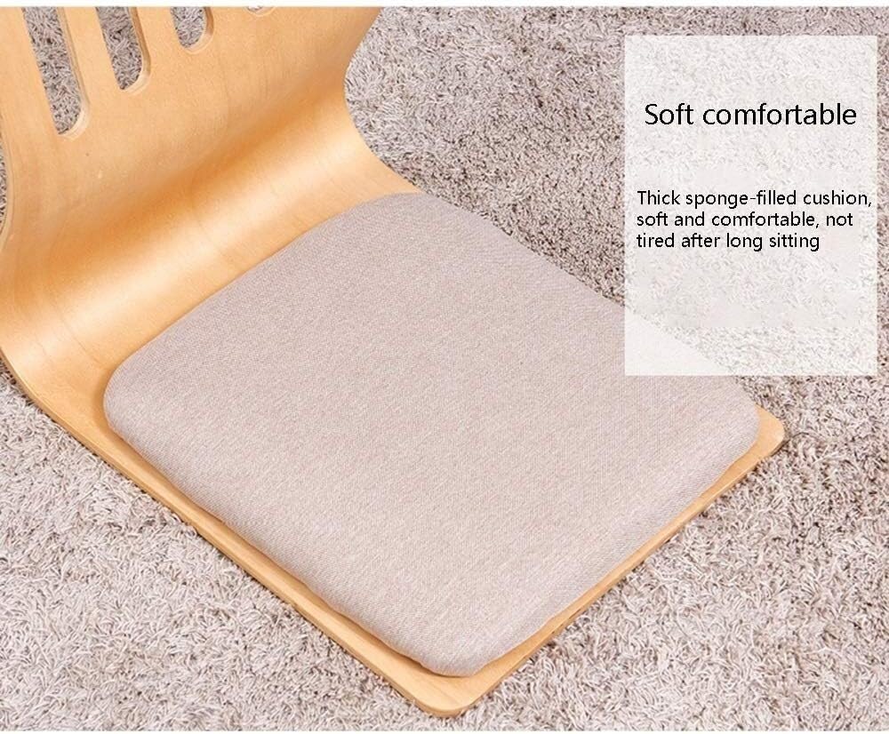 Asiento de Suelo Plegable Silla de Piso, Asiento Acolchado Suave de Alta Carga con Respaldo(Cherry Color)