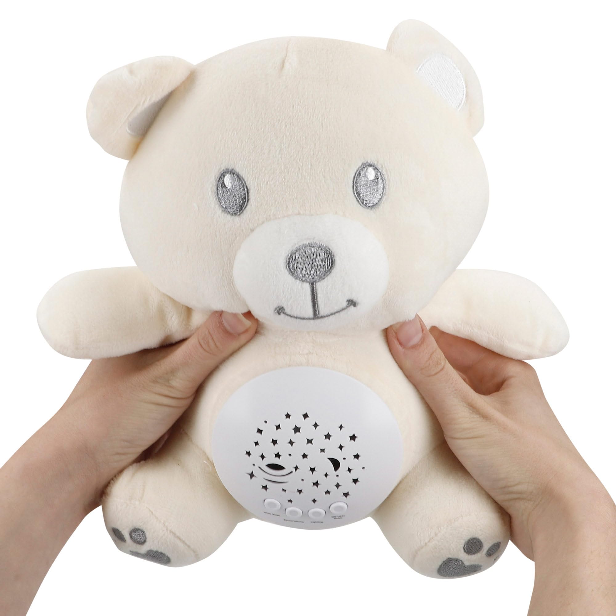 COLORBABY Genial Baby Proyector Estrellas, Osito, 25 cm, Luz Nocturna y Temporizador, Peluche quitamiedos Infantil, con Sonidos y Ruido Blanco bebé, Regalo recién Nacido, Regalos para bebés (34034)