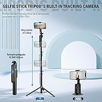 Vista 4 de Trípode de seguimiento facial automático con rotación de 360 grados con soporte, soporte para trípode Android y iPhone con control remoto y gestos