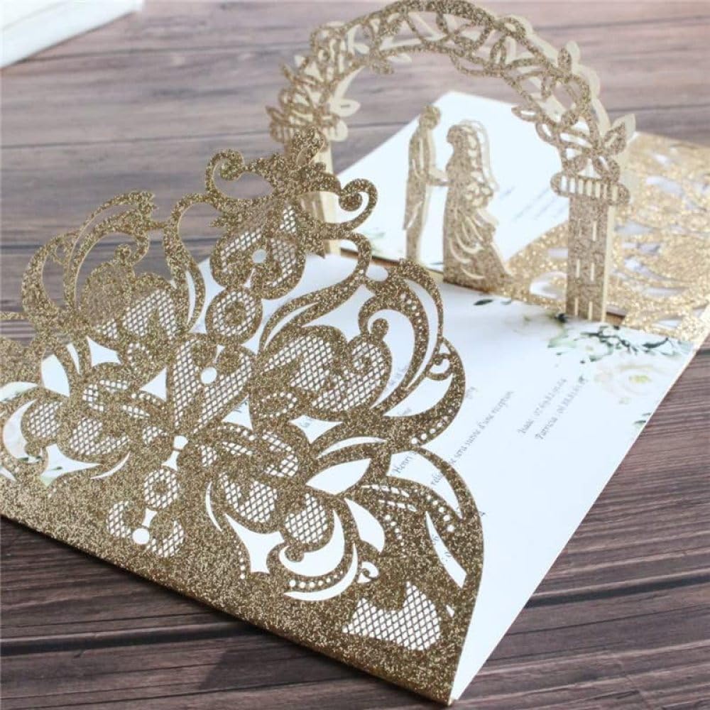Einladungskarten 20 Stück 3D Hochzeitseinladungen Karten, Laser -Schnitt -Hochzeitseinladung, Brautduschenkarten Personalisierte Einladung personalisiert Partyeinladungen