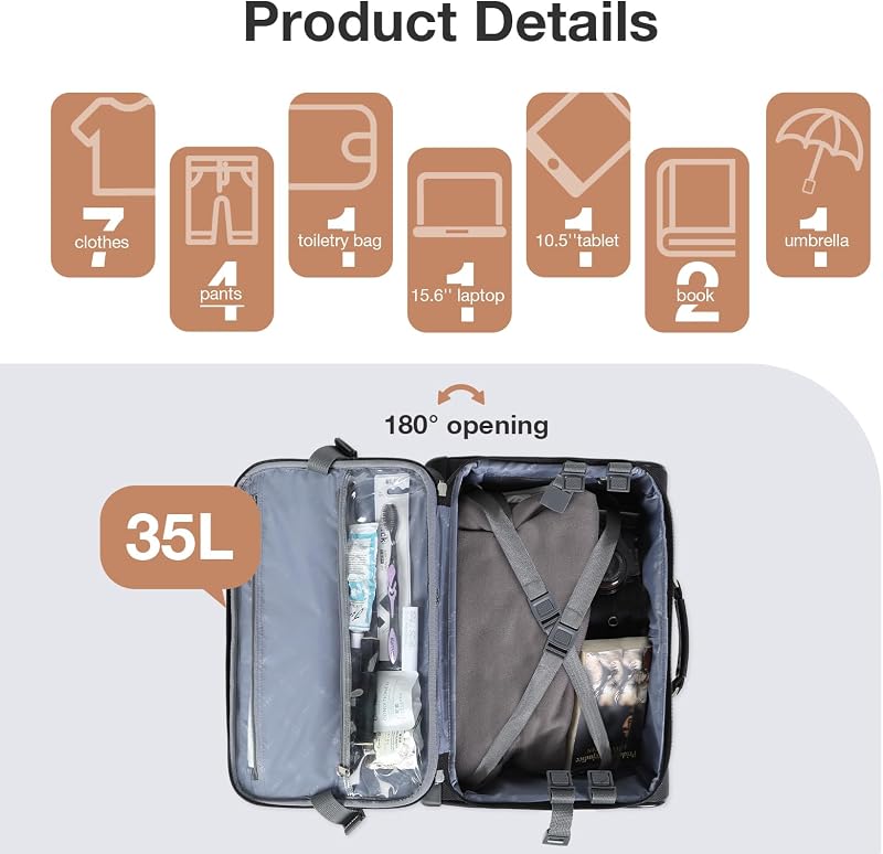 Lekespring Üzleti Gurulós Bőrönd TSA Zárral 15.6" Laptop Rekesszel Fekete