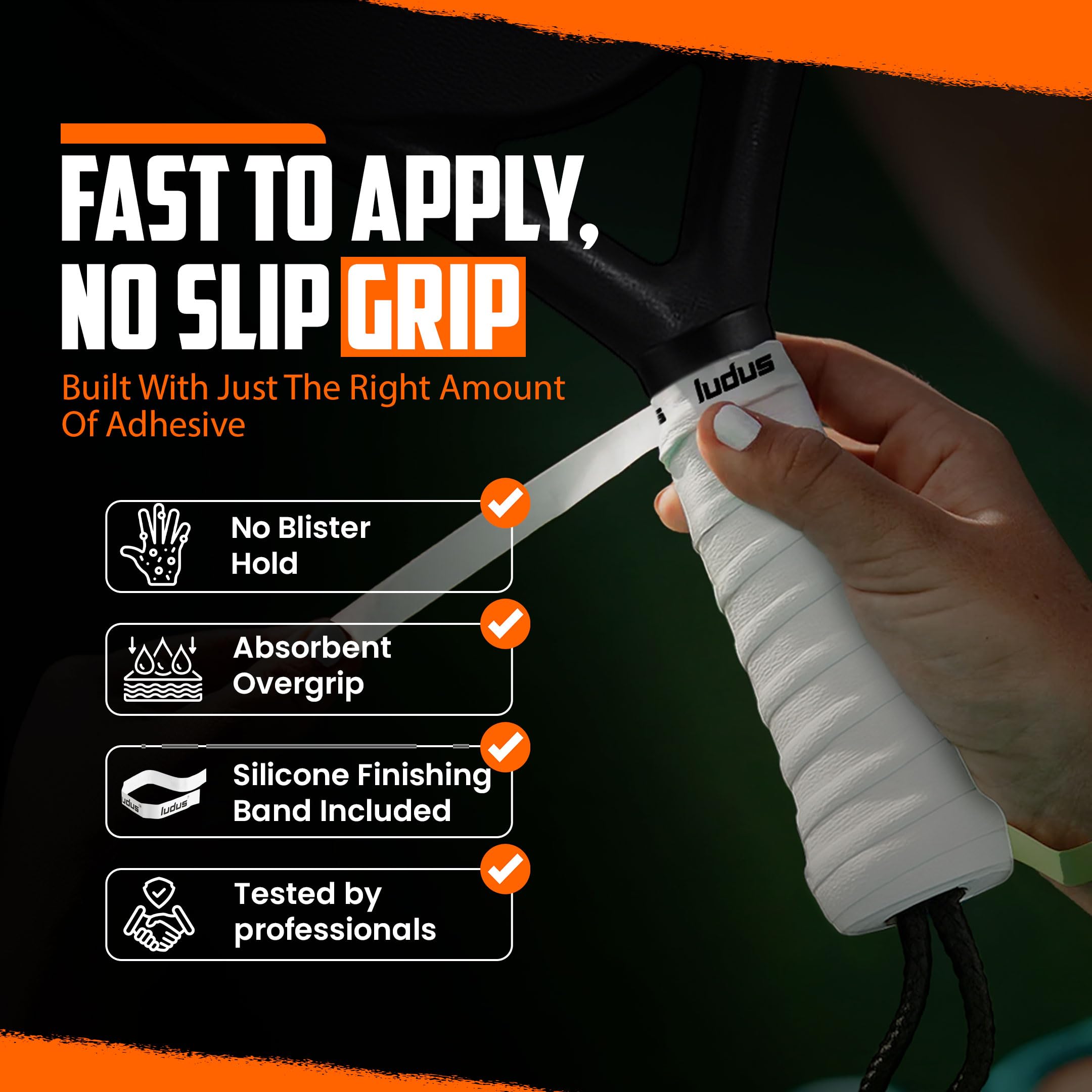 Ludus™ Overgrip Professionale Padel Extra Grip Appiccicoso | Impugnatura Antiscivolo e Assorbe Sudore | Set 4-6-12-30-60 Pezzi | Migliora Presa e Comfort per Racchette Padel Tennis