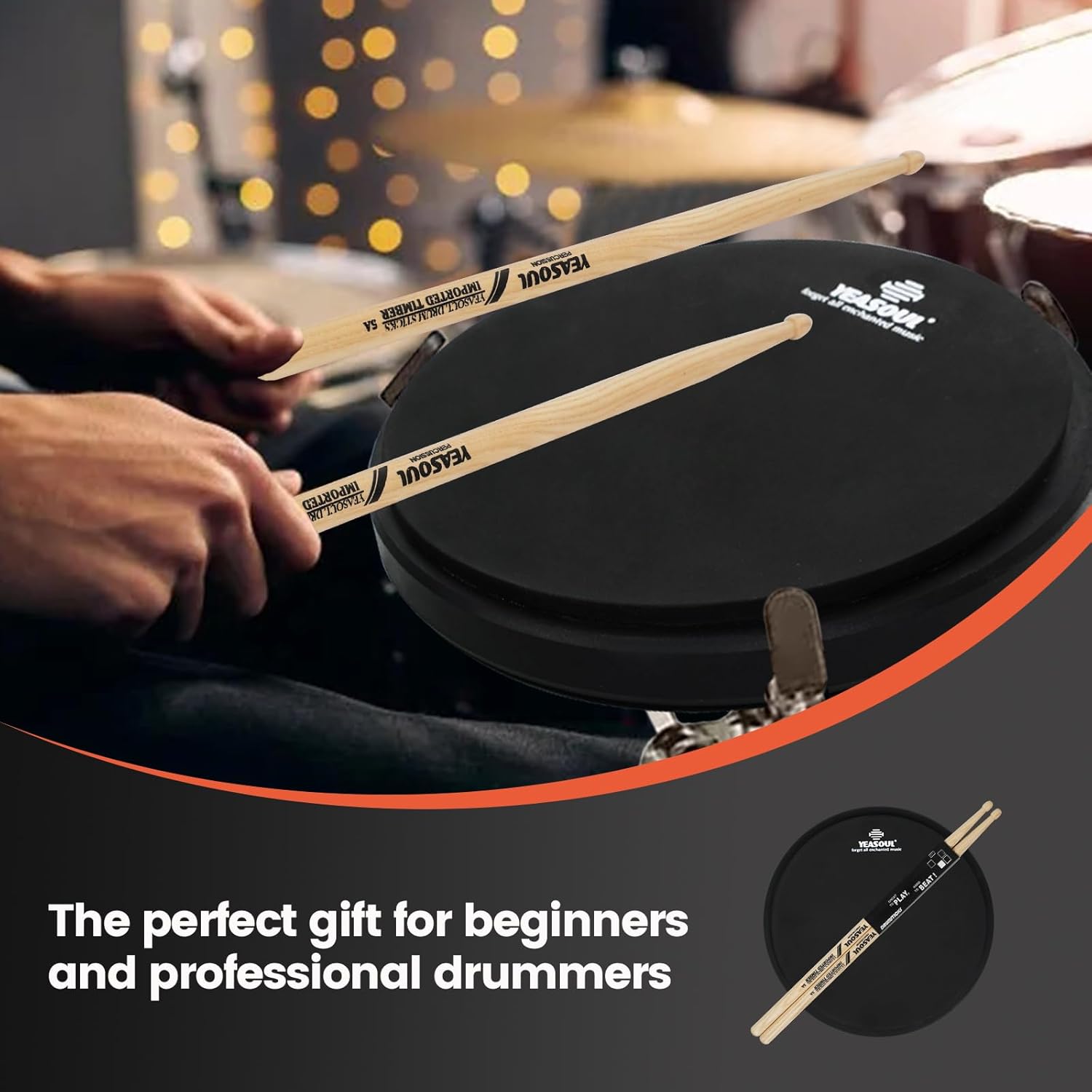 Practice Drum Pad, Drum Practice Pad, Silent Practice Pad for Drumming with Different Playing Surface with 1 Pairs Drum Sticks (Style 2)