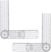 KALIONE 2-Pack Clear Plastic Goniometer Protractor 360° Rotating Angle Finder 7-12" Extendable Arms Precision Measuring Ruler