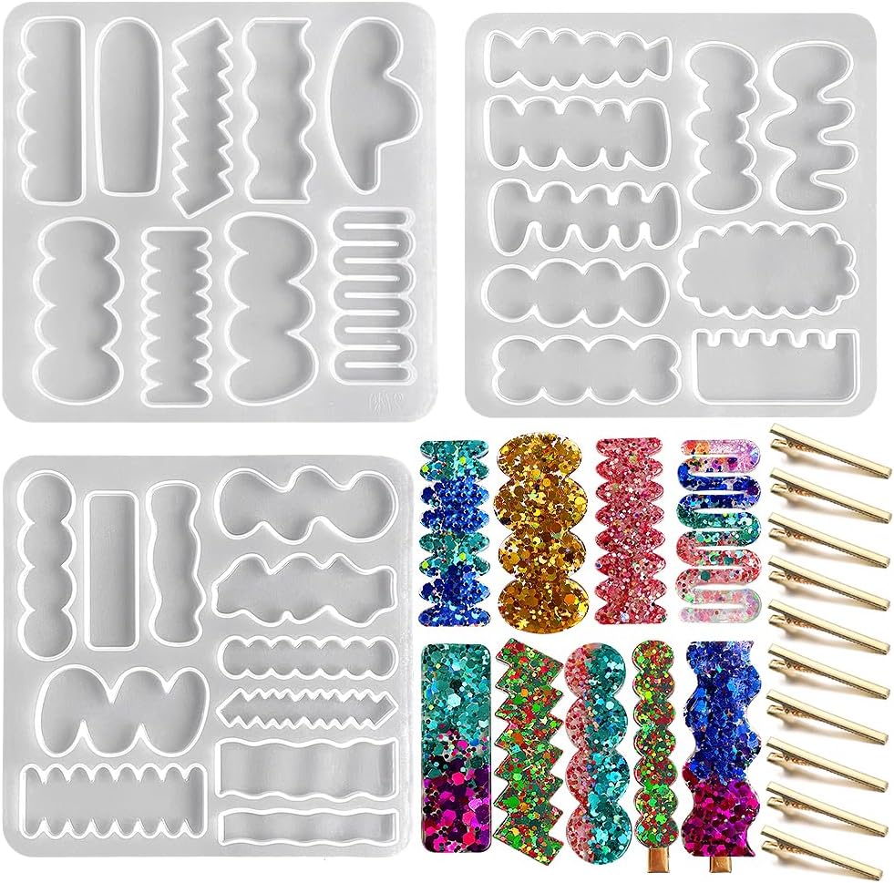 RESINWORLD Hair Clip Silicone Molds, Hairpin Molds for Epoxy Resin Casting, UV Resin Jewellery Accessories Making Tool