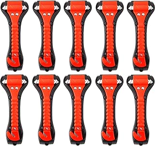Bulk Pack: 10-Piece Auto Emergency Safety Hammer & Seat Belt Cutter Set