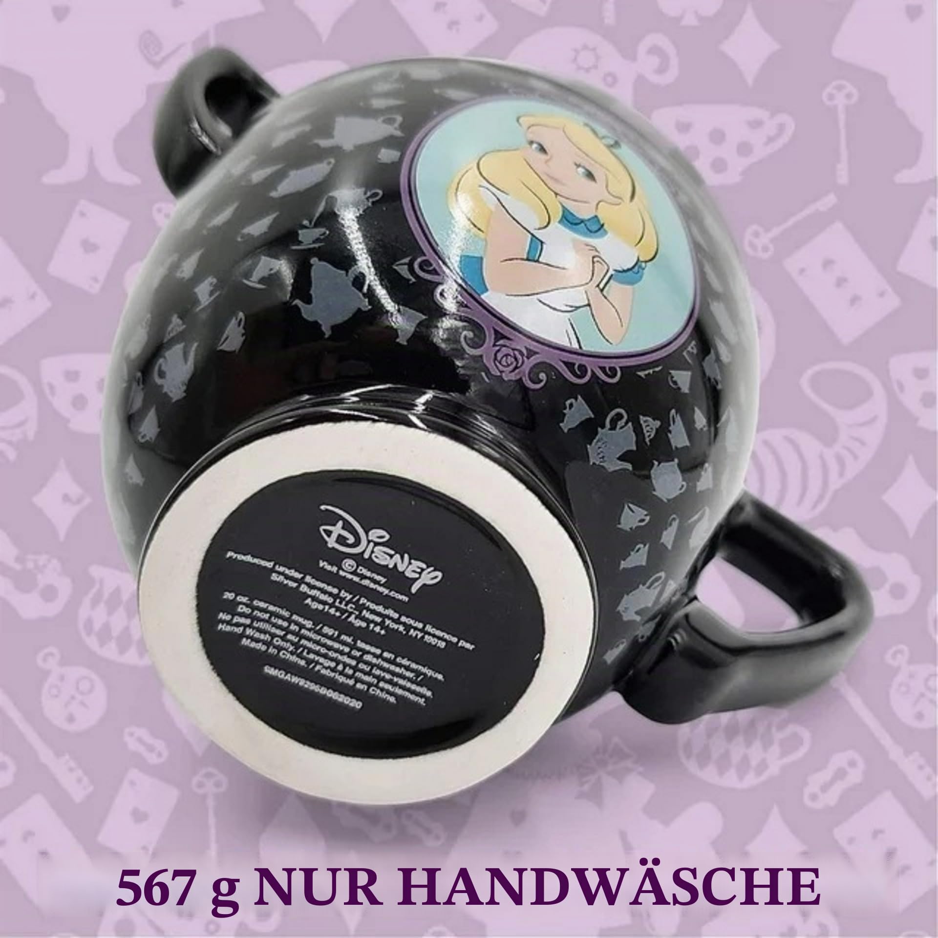 Silver Buffalo Disney Tim Burton Alice im Wunderland gestapelte Teetasse 3D geformte Keramik-Kaffeetasse, 590 ml