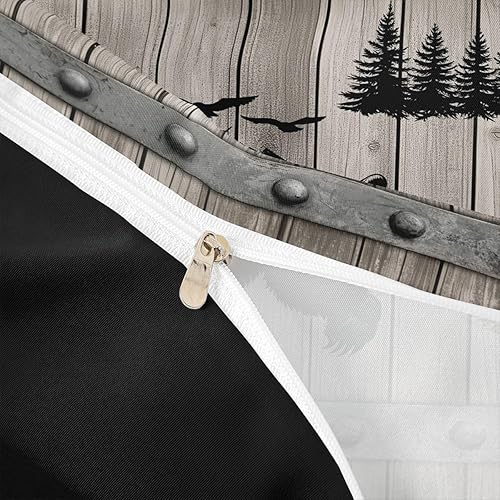 Miniatura 6 de Juego de ropa de cama rústica de granja, funda de edredón de oso de vida silvestre de bosque para niños, adultos, hombres, funda de edredón gris