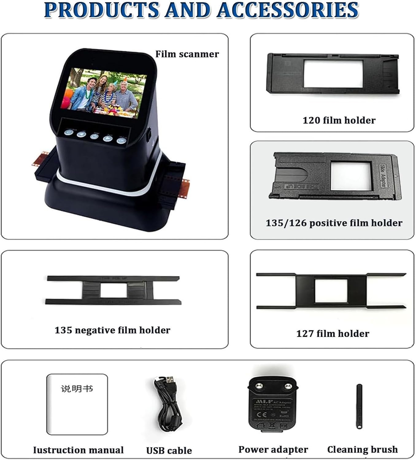 Professional 22MP Film Scanner Slide Scanner with 4.3" LCD, High Resolution Film to Digital Converter for 35mm 120 126 127 135 Negatives & Slides
