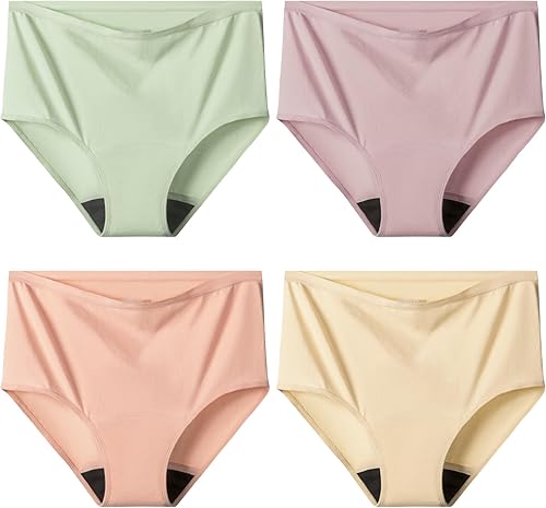 Miniatura 9 de Battewa Ropa interior de algodón para incontinencia para mujer, de cintura alta, a prueba de fugas, ropa interior protectora de fugas de vejiga para