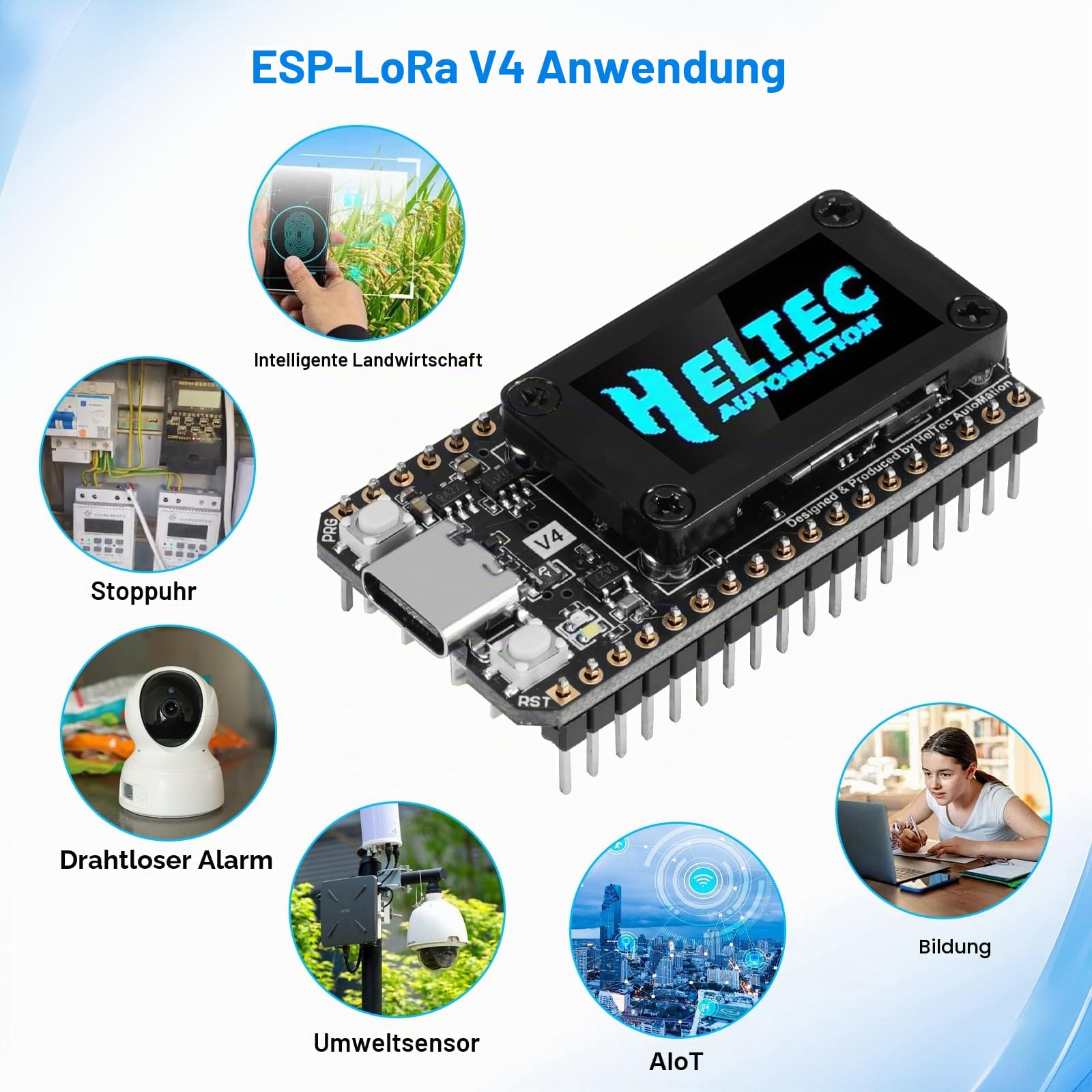 LoRa ESP32 V4 Entwicklungsboard mit 3000 mAh Akku,APKLVSR ESP32-S3 LoRa 32 V4 Modul mit OLED-Display,Schützendes Gehäuse,ESP32-S3 SX-1262 Chip,für Meshtastic IoT Arduino(2 Stück)
