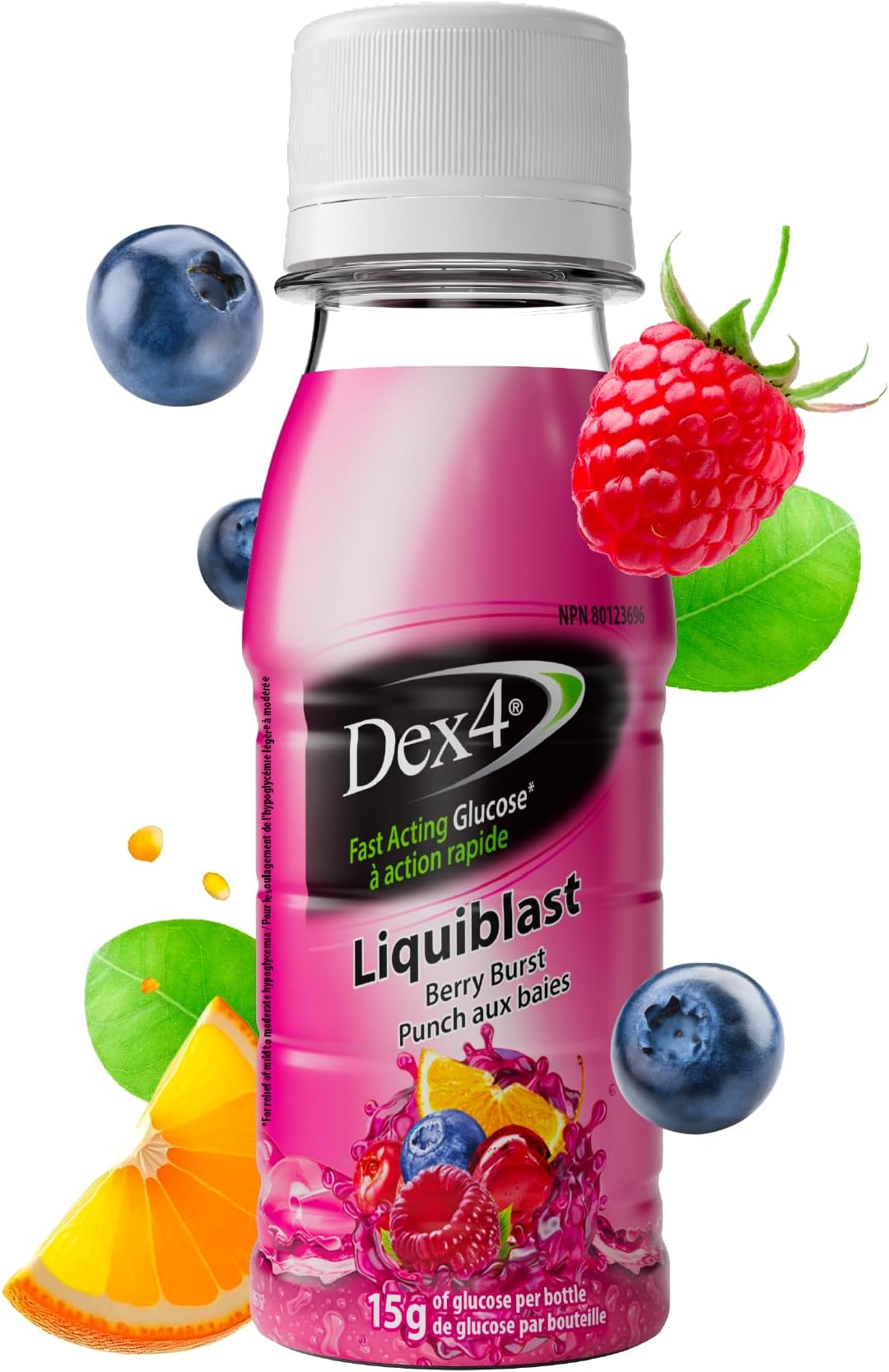 Dex4 LiquiBlast Berry Burst Flavored Liquid Glucose Supplement 6-Pack | Each 2oz Bottle Contains 15 Grams of Carbs