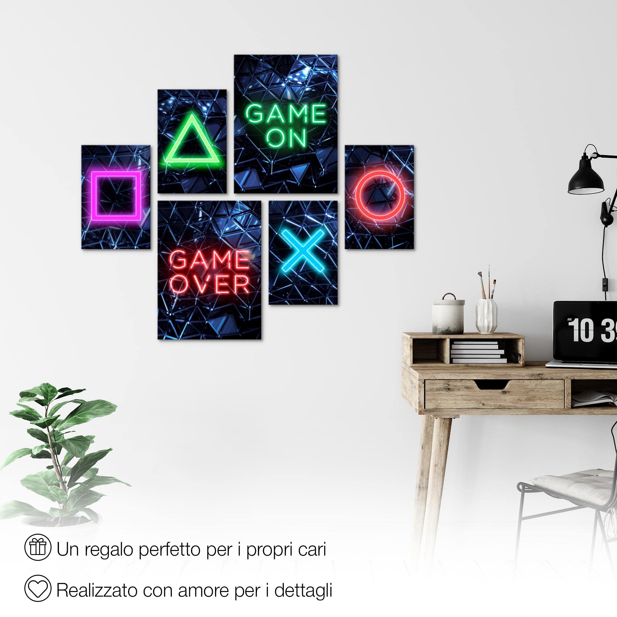 Quadros Gioco Di Console Di Gioco - Nessuna Cornice Necessaria - Collage Moderno Gamer - Abbastanza Ragazzo Adolescente - N002663b