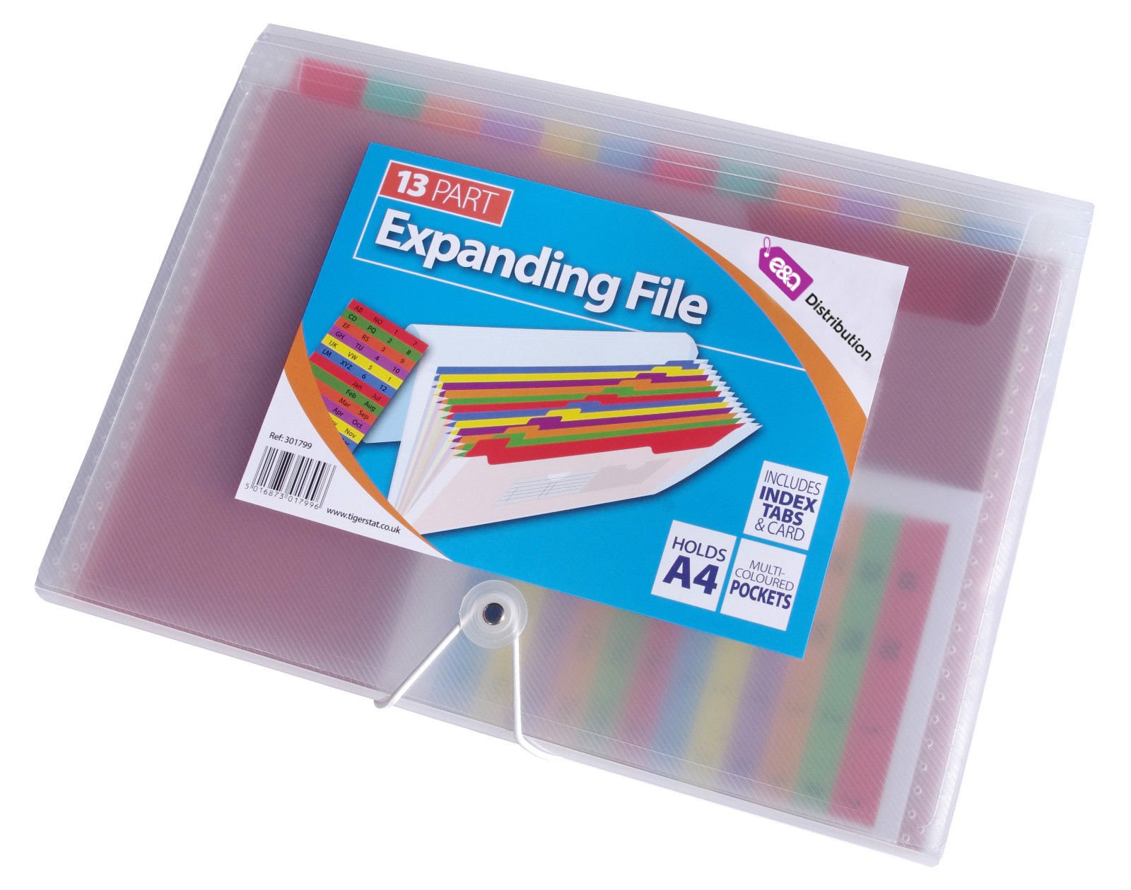 13 Part A4 Expanding File Organiser Document Storage Folder with Index Tab (Rainbow)