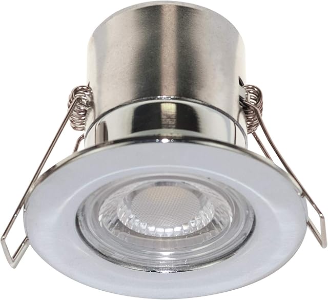 Luceco F-Eco GU10 Standard Fixed Dimmable Downlight, 5 Watts, 4000K Colour Temperature, Polished Chrome