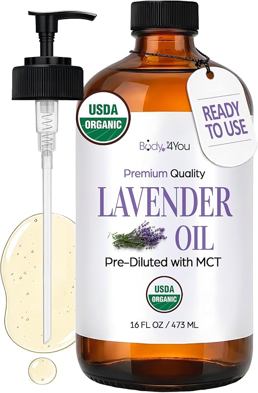 BodyJ4You Óleo Essencial de Lavanda Orgânico Pré-diluído em MCT, 473 mL