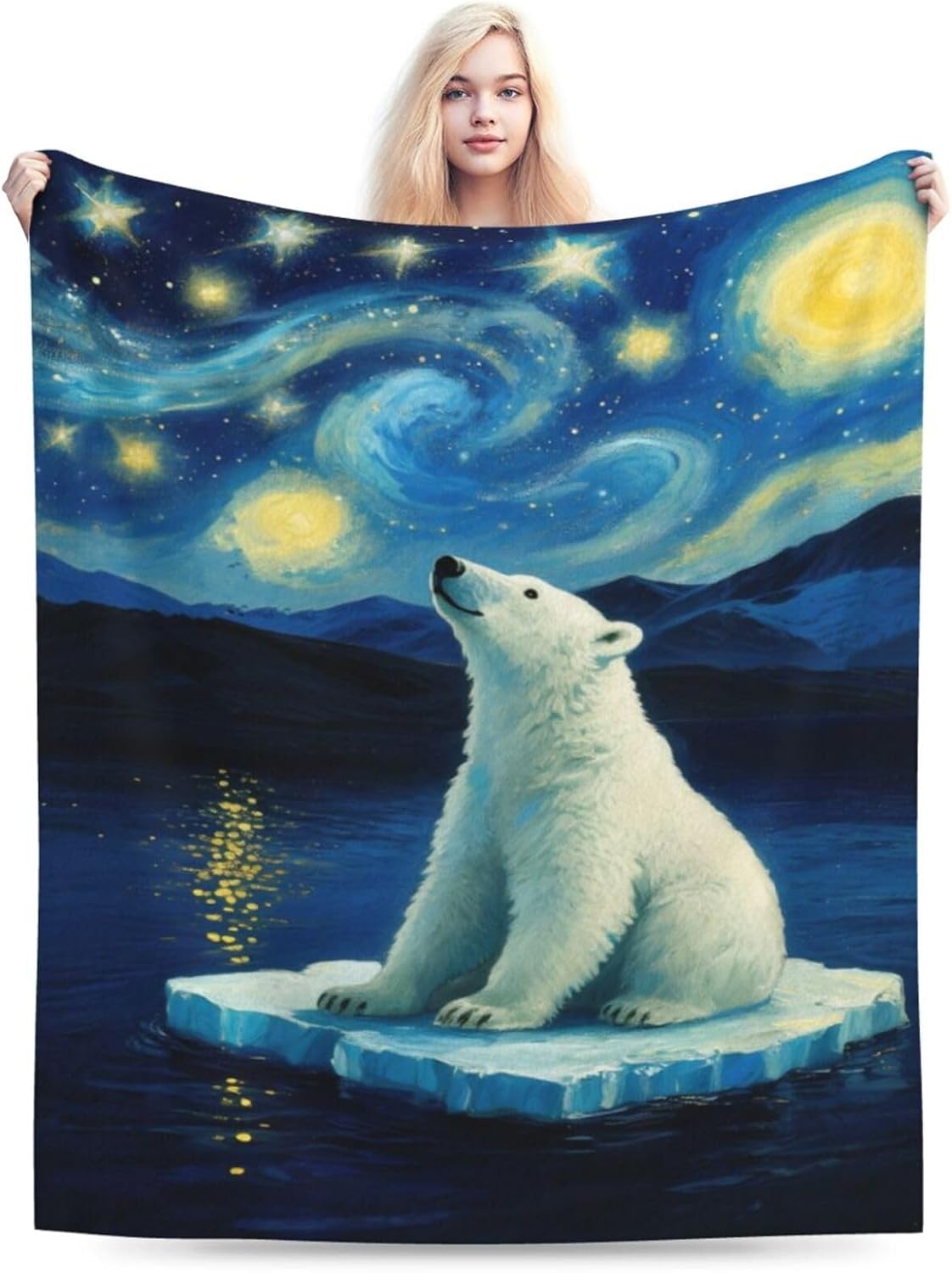 Polar Bear Blanket Cute White Bear Throw Blanket Soft Cozy Fleece Fuzzy Stuff Plush Flannel Gifts for Girls Women Boys Kids Adults 40''x50'' - Image 4