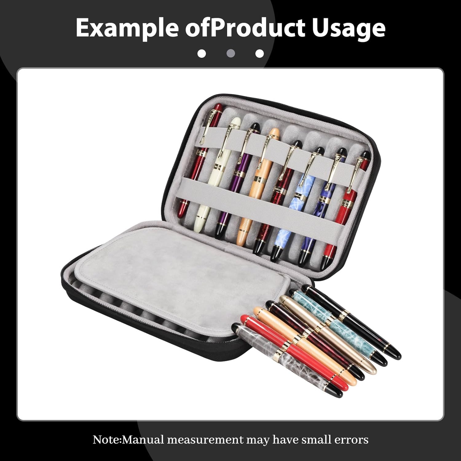 16 Slots pen case/boxes，Nylon cloth Pencil Tray Case Organizer, Fashion Design,Handmade Display Zippered Pouch for Rollerball Pen-Retro