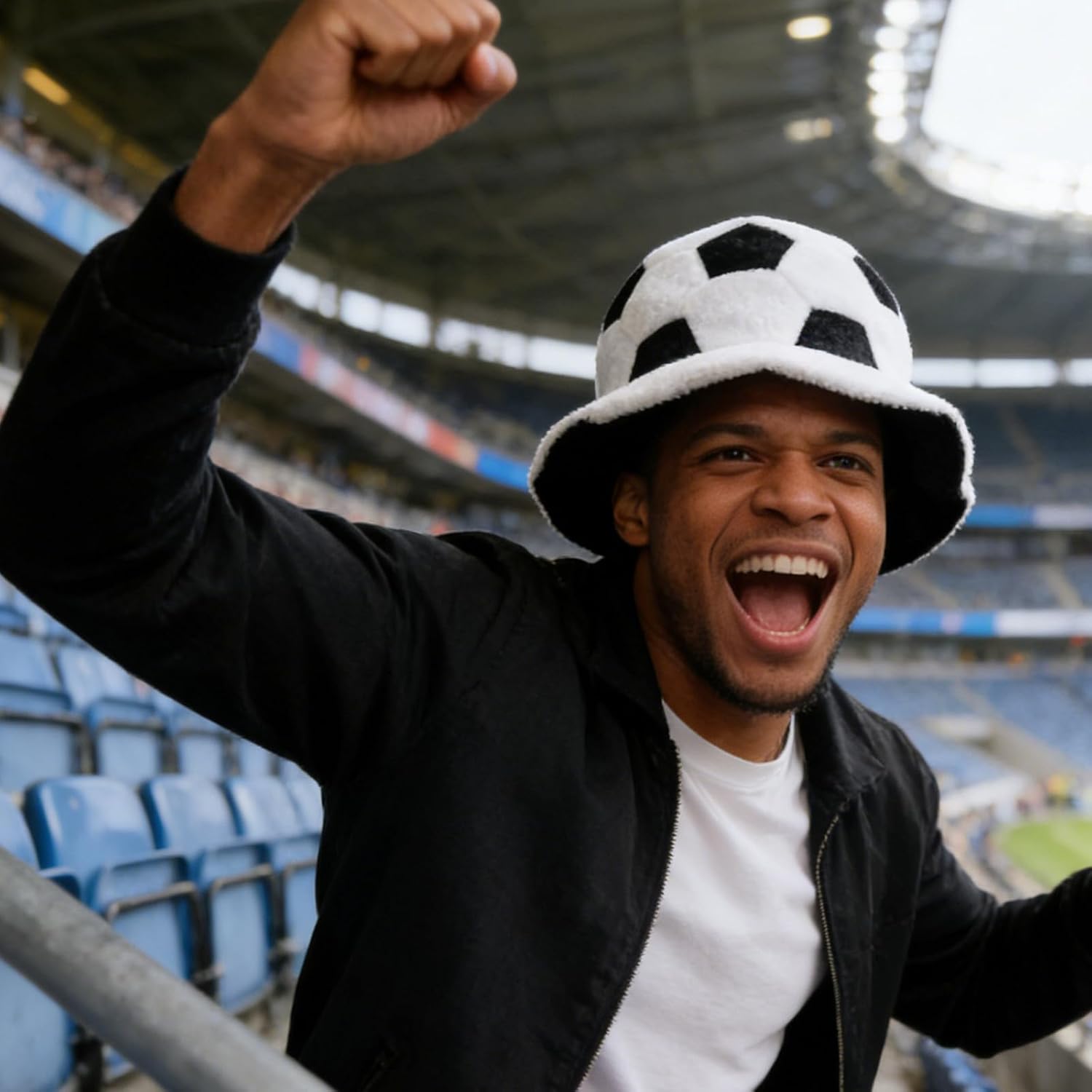 SEWACC Football Party Hat, Plush Soccer Ball Hat for Sports Event Celebration, Carnival Soccer Headwear for Birthday And Game Day Gatherings, Costume Cap