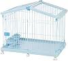 IRIS USA, Inc. Wire Pet Crate Portable with Top Access and Wheels, Easy Assembly Movable Small Pet Crate with Food and Water Dishes for Cats Puppy Small Animals, Blue