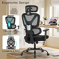 Vista 5 de Silla de oficina ergonómica, silla de escritorio ergonómica con altura ajustable, soporte lumbar, silla de computadora de malla de respaldo alto