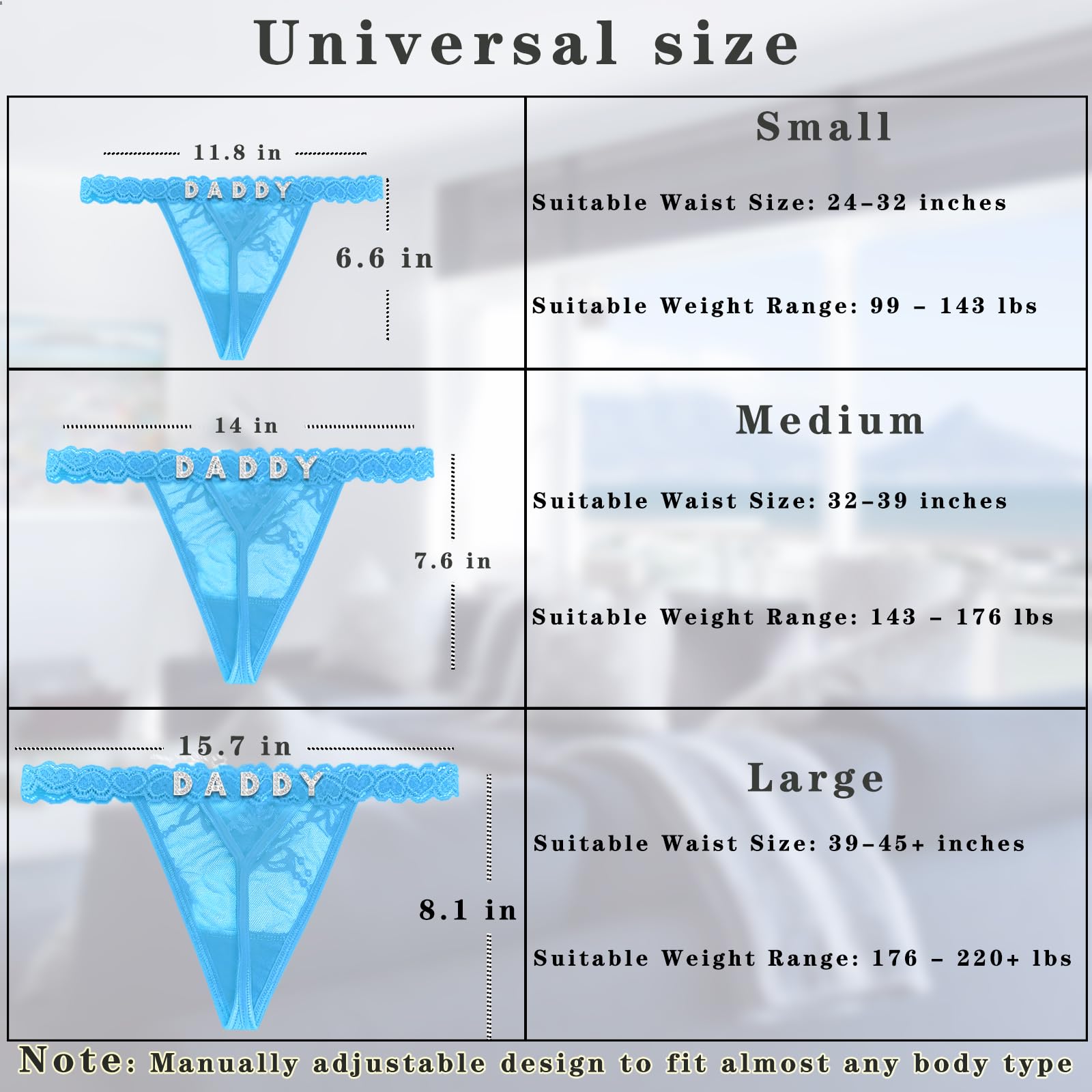 Eoribag Women's Personalized Thongs with Funny Rhinestone Letters, Custom Name Underwear Panties for Couples: D5-daddy-blue Medium