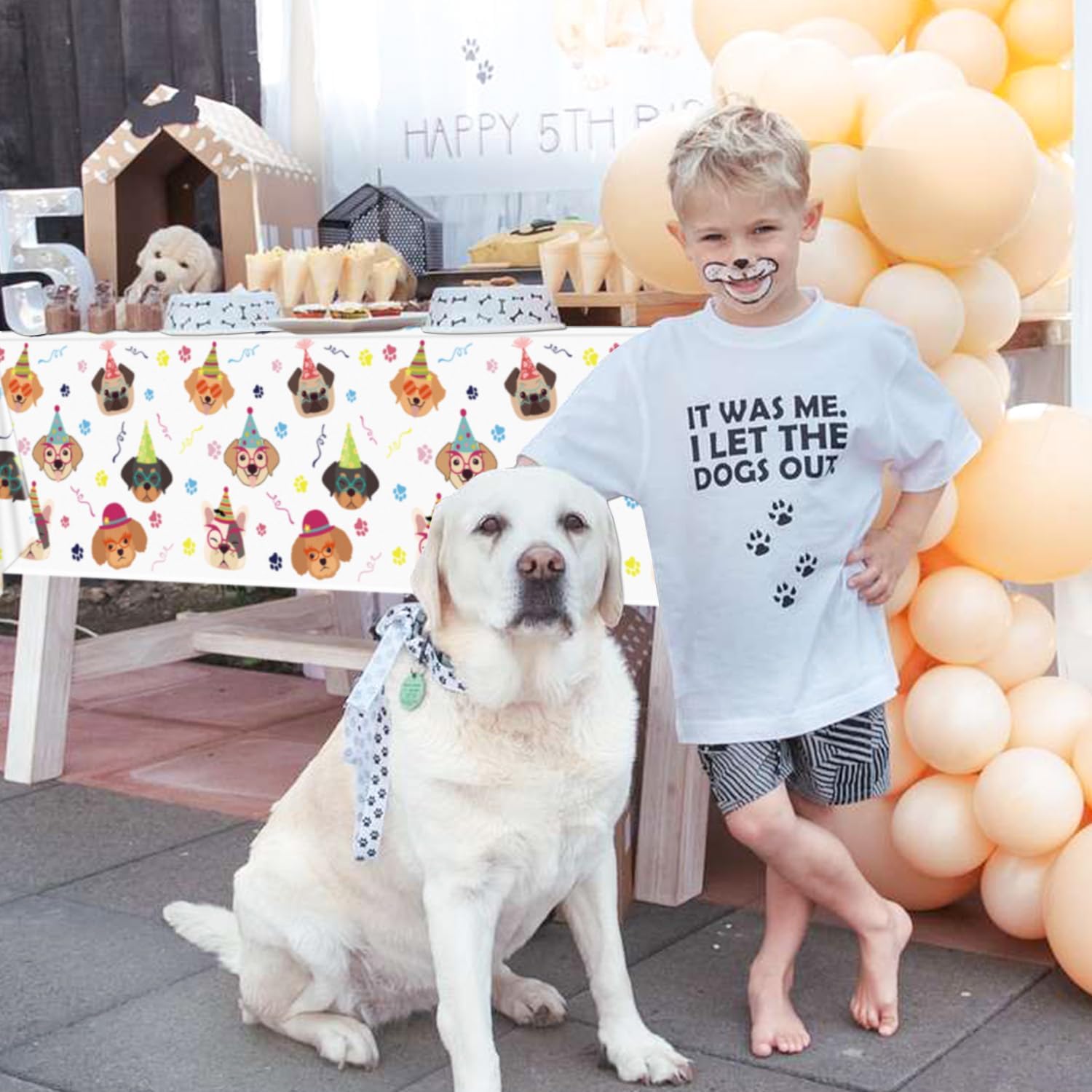61 Pezzi Decorazioni Per Feste Di Cani - Inclusi Piatti, Tovaglioli, Tovaglia Per Bambini A Tema Cucciolo Di Cane, Servire 20
