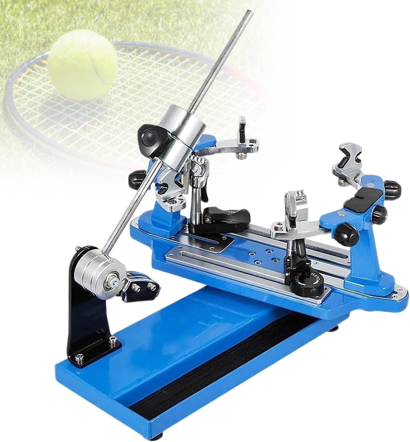 Racquet Stringing Machine, Precise Tension Stringing Tool,6-Point Fixed Badminton Racket String Machine,Racquet Rotation/Anti Slip Pull Wire Restring Tools Blue