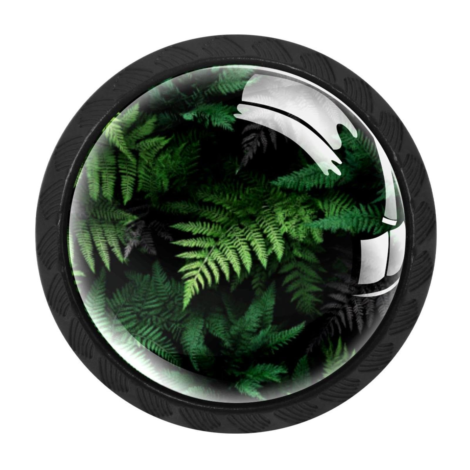 CHENZZZZ 4 Pack Black Ferns Background (3) Cabinet Pulls with Screws, Kitchen Cabinet Knobs Hardware