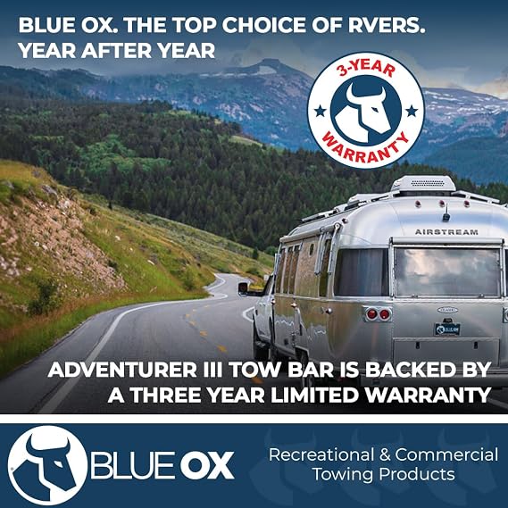Blue Ox BX7322 Adventurer Adjustable Tow Bar Ball Coupler | Holds up to 5,000 lbs | Steel Construction | Folds Easily for Storage | Safety Cables are Not Included