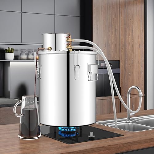 Miniatura 8 de Giantex Still de alcohol de 10 galones, 2 ollas de alcohol de acero inoxidable con termómetro integrado, tubos de cobre, kit multiusos de
