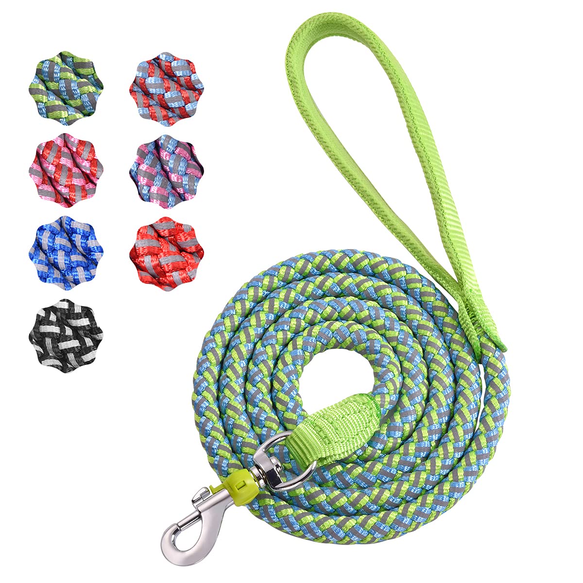 Dog Training Leash for Small to Medium Dogs, Rope Dog Leash, Chew Proof and Reflective Dog Lead Green