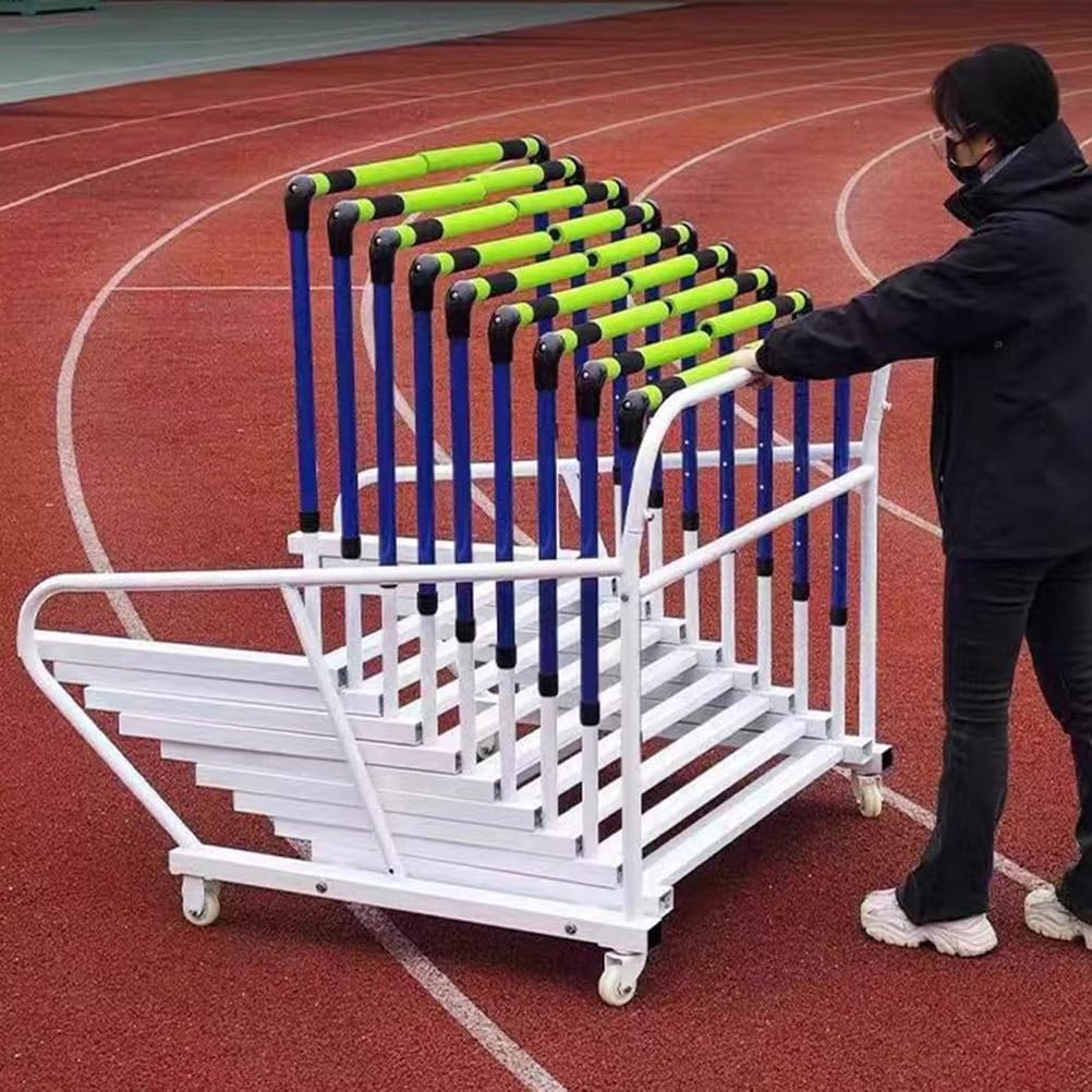 4 Wheeler Hurdle Cart for Gymnasiums/Schools, Track Hurdles Training Equipment Transportation Trolley Removable, Mobile Football Training Hurdle Carrier Carts
