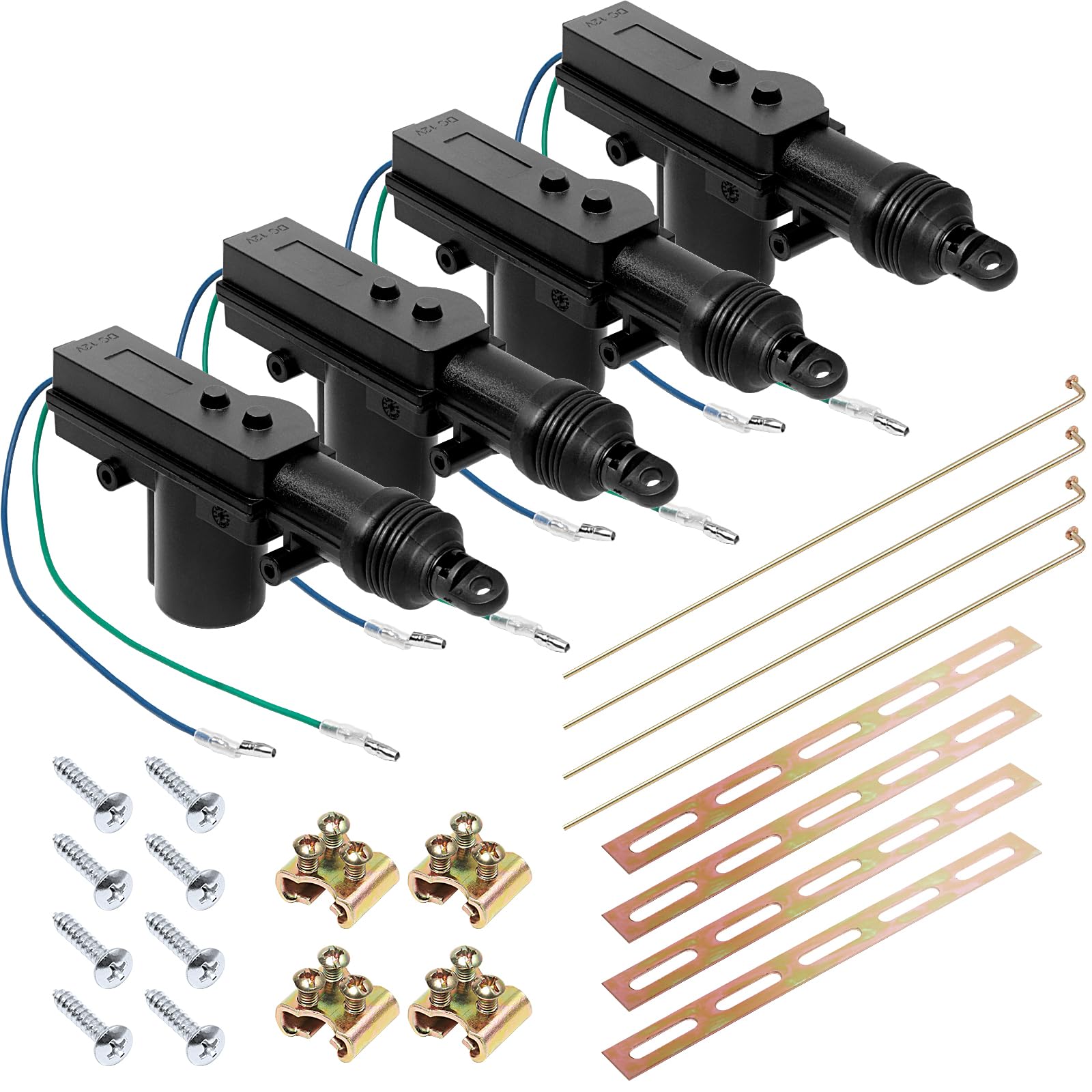 Universal Car High Power Door Lock Actuator 2 Wire 12-Volt, 4 Pack | Heavy Duty, Durable, High Power Door Lock Kit Actuator